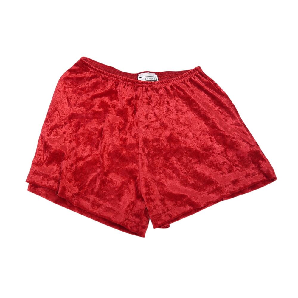 Vintage 90s In Charge Red Crushed Velvet Tap Shorts S